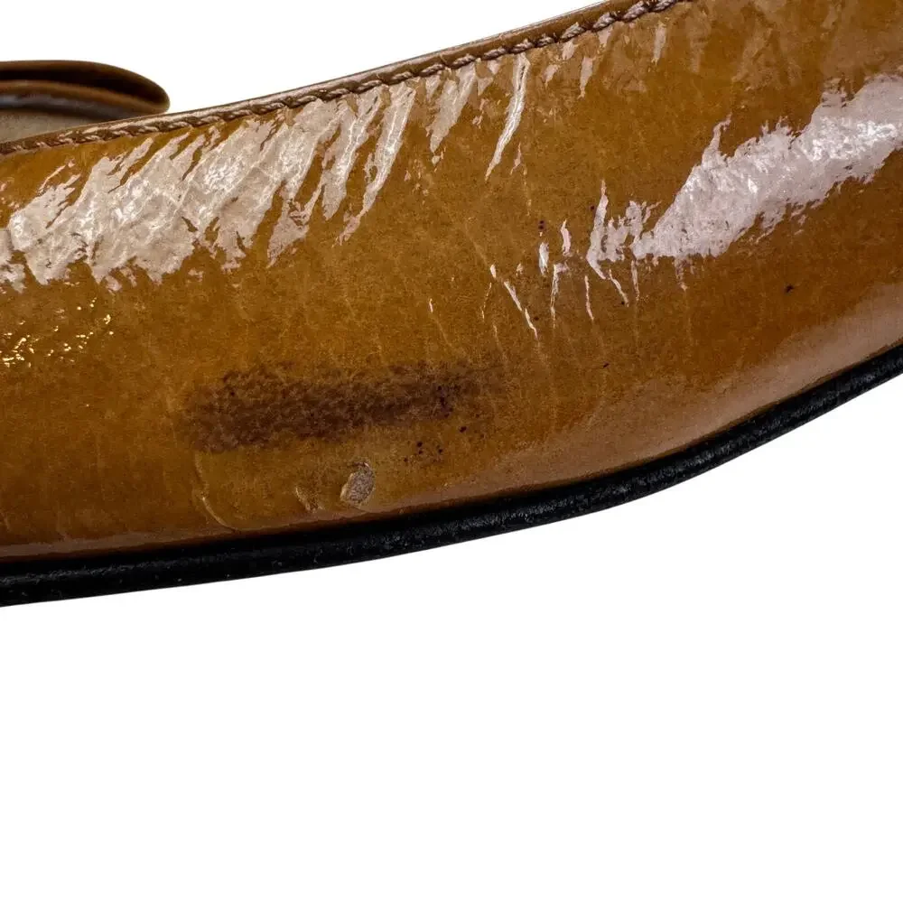 Butter Made In Italy Bow Detail Preppy Dressy Caramel Patent Shoes Women's 7